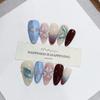 Daiyueda Uñas Portátiles Puras Hechas a Mano Otoño e Invierno Nuevo B316 Completamente Pintadas a Mano Talladas Elegantes Parche de Uñas Estilo Exportación
