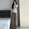 Pantalones para Mujeres Embarazadas de Seda de Hielo de Pierna Ancha de Verano Finos 2025 Dagging Casual Estilo Japonés Estilo Perezoso Pantalones Yamamoto de Algodón y Lino de Pierna Recta