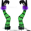 Transfronterizo Nuevos Tacones Altos Piernas de Bruja Halloween Hierro Exterior Césped Patio Brillo Verde Decorativo Hierro