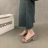 Sandalias transparentes francesas, zapatillas de tacón alto, zapatos de hada, atuendo de verano 2024, diseño de sandalias de noche