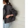Nueva moda de principios de otoño estilo coreano, chaqueta corta con cuello alto y cordón estilo Hong Kong para mujer, top holgado y casual 19881