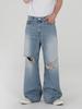 Pantalones vaqueros rotos y desgastados MYQ para hombre, pantalones casuales holgados de verano, pantalones rectos de moda coreana