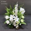 Nuevo arreglo floral para piso de boda Mori, columna de flores para boda, flores artificiales verdes, flores blancas de plomo para camino, decoración de belleza de comercio exterior