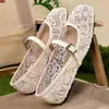 Zapatos de Verano 2025 para Mujer Estilo Hada Zapatos de Salón Malla de Encaje Zapatos de Lona Boca Baja Suela Plana Suave Transpirables Sandalias de Punta Cerrada