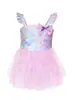 Traje de baño de una pieza para niña de sirena cuidadosamente seleccionado Traje de baño de la Princesa de las Aguas Termales Traje de baño para niña estilo vestido Escamas de pez iridiscentes