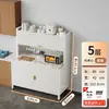 Estante de cocina de pie multicapa, gabinete para horno de microondas, aparador multifuncional de acero al carbono, encimera de losa de roca, gabinete