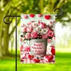 Bandera de Jardín Moderna para el Día de San Valentín 2026 Poliéster Estampado de Corazón Aniversario Boda Bandera para Exteriores Bandera de Césped