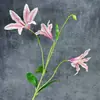 Lírios artificiais para decoração de casa e hotel, flores de seda para arranjos de casamento, arranjos florais, decoração floral artificial para exportação atacado