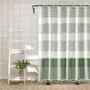 Fábrica de Origen Más Vendido de Amazon Cortina de Ducha de Baño Gruesa Impermeable con Borlas Simples de Rayas de Bambú Estampadas Higiene