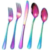 Venta al por mayor de vajilla de acero inoxidable para Amazon transfronterizo, estilo europeo, hotel, titanio brillante, negro, juego principal de cuatro piezas, cuchillo, tenedor y cuchara de regalo