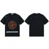 Camiseta Pesada Stone 260g com Estampa de Bússola com Logo, Caimento Solto, Estilo Tendência para Casal, Manga Curta, Unissex