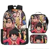Mochila Escolar Exclusiva One Piece Três Peças Conjunto Mochila Rei do Mar Grande Capacidade Mochila para Aluno do Ensino Médio