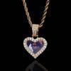 Colgante con foto de corazón y mini trompeta de hip-hop europeo y americano, marca de moda, marco de fotos conmemorativo personalizado, collar de circón para hombre, venta al por mayor