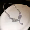 Collar con colgante redondo de circón con incrustaciones de diamantes y encaje, cadena para la clavícula minimalista, joyería de nicho de alta gama para mujer, los más vendidos en Corea y Japón