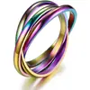 Anillo de Círculo Anillado de Tres Anillos de Acero de Titanio para Pareja, Anillo Giratorio Anti-Ansiedad para Dedo, Joyería de Mano Transfronteriza