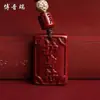 Llavero de Cinabrio Natural Colgante del Año del Zodiaco Marca Wu Shi Colgante Seguro Simple