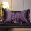 Funda de almohada de seda lavable de color sólido para belleza, funda de almohada individual de seda helada sedosa, imitación de seda de morera, funda para núcleo de almohada de seda