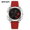 Reloj de Moda OFNS Esqueleto de Coche Rotación 360 grados Reloj para Hombre Tendencia Más Vendido Versátil para Estudiantes Reloj de Cuarzo