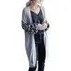 Ropa Baifen Amazon Nuevo Estilo 2025 Cárdigan Casual para el Hogar Suéter Abrigo de Manga Larga con Estampado de Leopardo