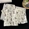 Pijama Popular Lindo de Dibujos Animados de Estrella para Niñas, Manga Corta de Verano Nuevo Algodón Nube Rayado Conjunto de Ropa para el Hogar Venta al por Mayor
