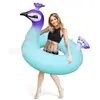 Suministro Directo de Fábrica Anillo Inflable para Nadar PVC Tumbona de Aire Pavo Real Azul Impreso Montura Dropshipping