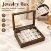 Caja de Joyería con Cierre Magnético de Madera de Nogal Negro Caja de Almacenamiento de Madera para Joyas Collares Anillos Pendientes Caja de Decoración para el Hogar