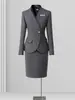 Traje Gris de Negocios para Mujer Traje de Alta Gama Cintura Temperamento Departamento de Ventas Ropa de Trabajo Joyería Hotel Ropa de Trabajo