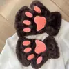 Luvas Garra de Gato Pelúcia Meio Dedo Pata de Urso Luvas sem Dedos Fofas Femininas Veludo Grosso Luvas Halter de Veludo Luvas Quentes de Desenho Animado