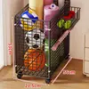 Cesta de Armazenamento para Tapete de Yoga Doméstica com Rodas Removível Multifuncional Rack de Armazenamento para Equipamentos de Fitness Racket de Badminton