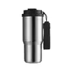 Taza de Café de Doble Pared, Taza para Coche de Acero Inoxidable, Taza de Viaje Portátil con Asa, Popote y Taza Térmica Transfronteriza con Impresión
