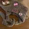 Gorro de tricô para outono e inverno, estilo gato, com abas para as orelhas, forro de pelúcia, espessado para aquecimento, design fofo de desenho animado, faz o rosto parecer menor
