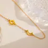 Moda Transfronteriza Europea y Americana Joyería Popular Collar Sencillo de Luna y Estrella Cadena para Clavícula Acero Inoxidable Collar Corto para Mujer