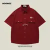 Nova Marca da Moda Camisa Retro de Manga Curta Waffle para Homens, Estilo de Rua de Verão Estilo College Americano Camisa Versátil para Casal