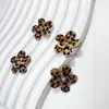Nuevos Pendientes de Flor de Cinco Pétalos con Pedrería Estampado de Leopardo de Gama Alta, Tendencia Versátil, Moda Francesa de Nicho, Accesorios para el Cabello, Accesorios DIY
