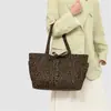 Bolsa de Lona Grande de Lona con Estampado de Leopardo Retro para Mujer 2026 Estilo Coreano Ins Bolsa Tote de Compras Bolso Cruzado de Hombro Informal