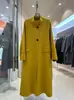 Elegante Abrigo de Lana Doble Faz con Cuello Alto para Mujer 2025 Nueva Versión Coreana de Alta Gama Elegante Abrigo de Lana Ceñido con Cinturón