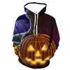 Venda direta estação independente fornecimento série Halloween casais abóbora caveira estampa 3D masculino solto suéter chapéu