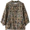 Foto Real da Nova Coleção Primavera e Outono 2026 Tamanho Grande Vintage Artístico Camisa de Algodão e Linho, Blusa Estampada Soltinha para Mulheres