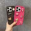 Rojo Rosa Fresa Oso Flor Lazo Resina Accesorios Funda para Teléfono Pata de Oso m Frijol Pegamento Crema DIY Material Rosa