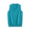 Fábrica de Punto al por Mayor 21 Colores Uniforme Jk Chaleco de Color Liso Estilo Japonés Cuello en V Jersey Chaleco de Punto Otoño e Invierno