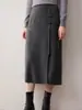 Nueva falda de cachemir para otoño e invierno para mujer, hecha de cachemir puro, con un diseño retro estilo chino, cálida y cómoda, versátil para uso casual y con una abertura.