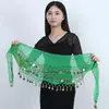 Cadena de Cintura para Danza del Vientre al por Mayor en Stock con 66 Monedas Doradas, Bufanda de Cintura para Danza India, Cinturón de Gasa de Tres Capas, Accesorios de Pañuelo para Cadera