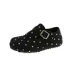 Sapatos Birkenstock Veludo Retrô Mais Vendidos para Mulheres 2026 Inverno Novos Mocassins Casuais de Fundo Plano Bico Redondo Sapatos de Algodão