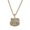 Hip-Hop Nuevo de Moda Lindo Pequeño Gato de Dibujos Animados Colgante Simple Moda Dulce Fresco Estilo Cadena para Suéter Collar Venta al por Mayor