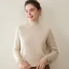 Suéter de Caxemira com Ponto Ingot, Gola Meia-Alta de Doze Pontos, Design de Moda, Novo Suéter Pulôver Confortável e Quente para Mulheres Outono e Inverno