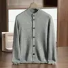 Novo suéter de cashmere masculino, cardigan de lã de malha dupla espessada, camisa de base de malha de meia gola alta masculina, jaqueta casual