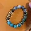 Nuevo Pulsera de Cristal Fantasma Verde Natural Estilo Chino Retro, Pulsera de Calcedonia Amazonita Verde Transparente Hielo, Joyería de Alta Gama para Mujer