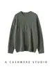 Suéter de Cashmere Feminino 100% Cashmere Puro Outono e Inverno Trançado Gola Redonda Casual Mais Fácil de Combinar Amplo Pulôver Suéter Tricotado