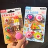 Conjunto de Borrachas Divertidas em Formato de Desenho Animado para Crianças, Borracha Removível Divertida, Presente de Material Escolar
