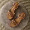 Sandalias de Punta Descubierta Tendencia de Temperamento para Mujer 2026 Primavera Nueva Moda Caladas con Cierre de Punta Tejidas con Tacón Grueso Sandalias Romanas para Mujer
